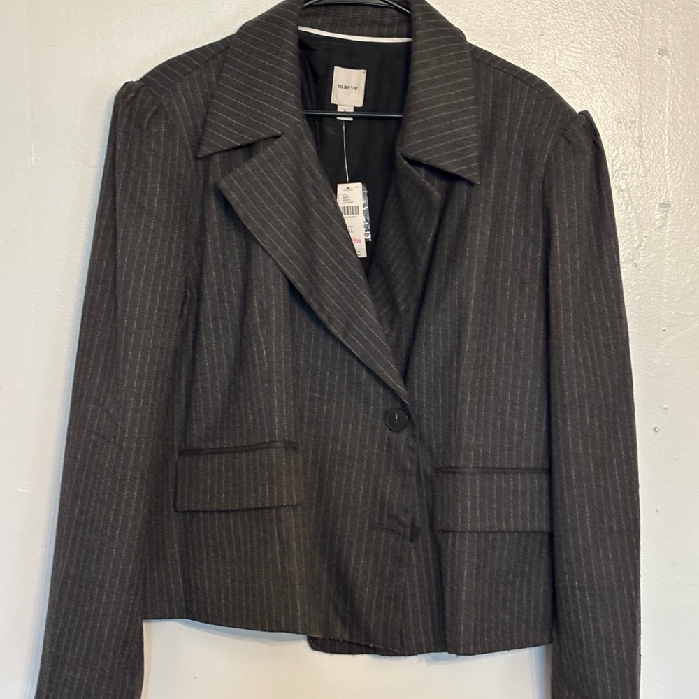 Maje Gray Pinstripe Tailored Blazer